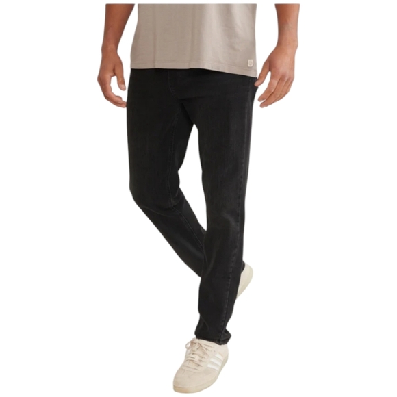 Marine Layer Slim Straight 5 Pocket Jean in Washed Black 36X32
